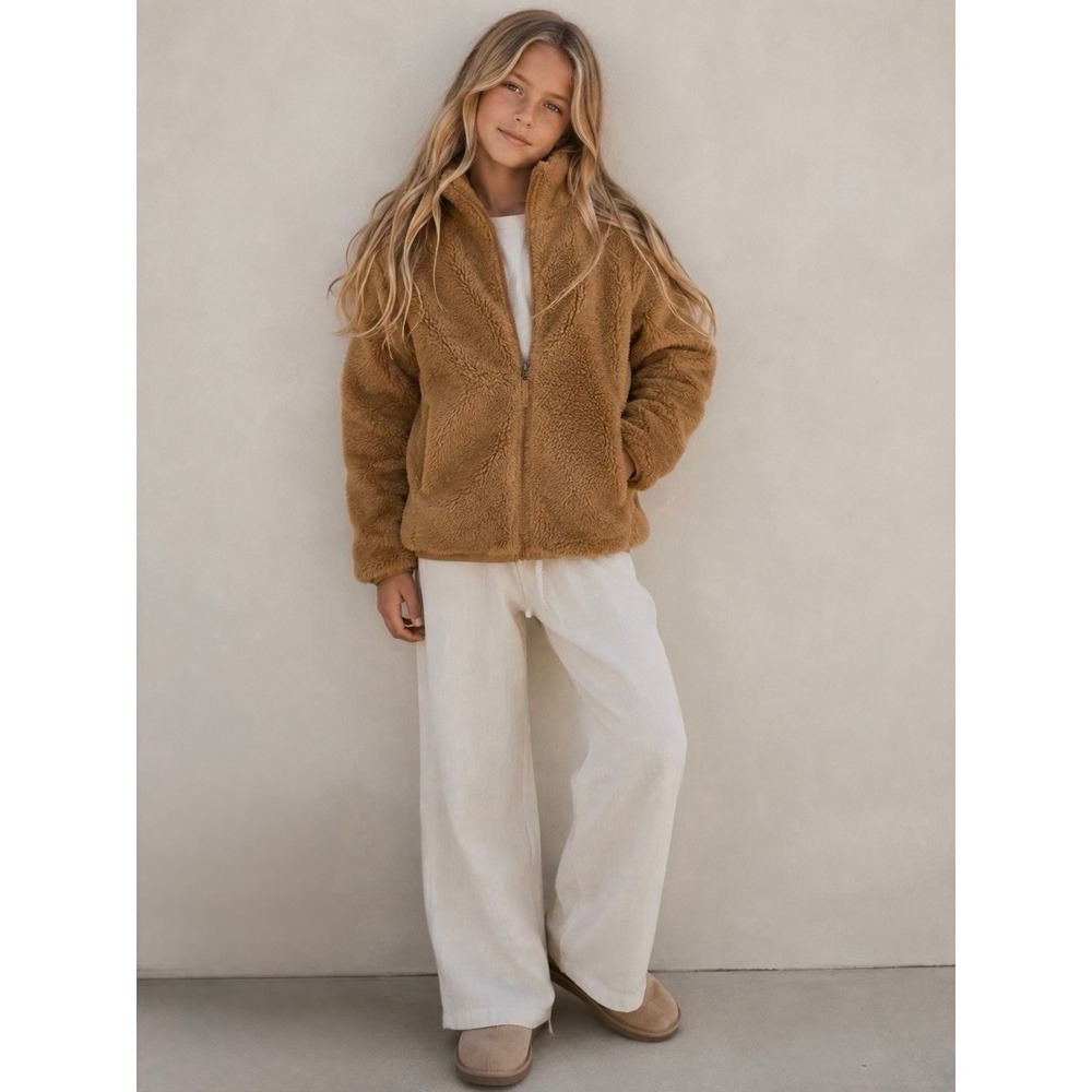 Uniqlo Kids Fluffy Fleece Teddy Zip Jacket Camel 11-12Y (150)